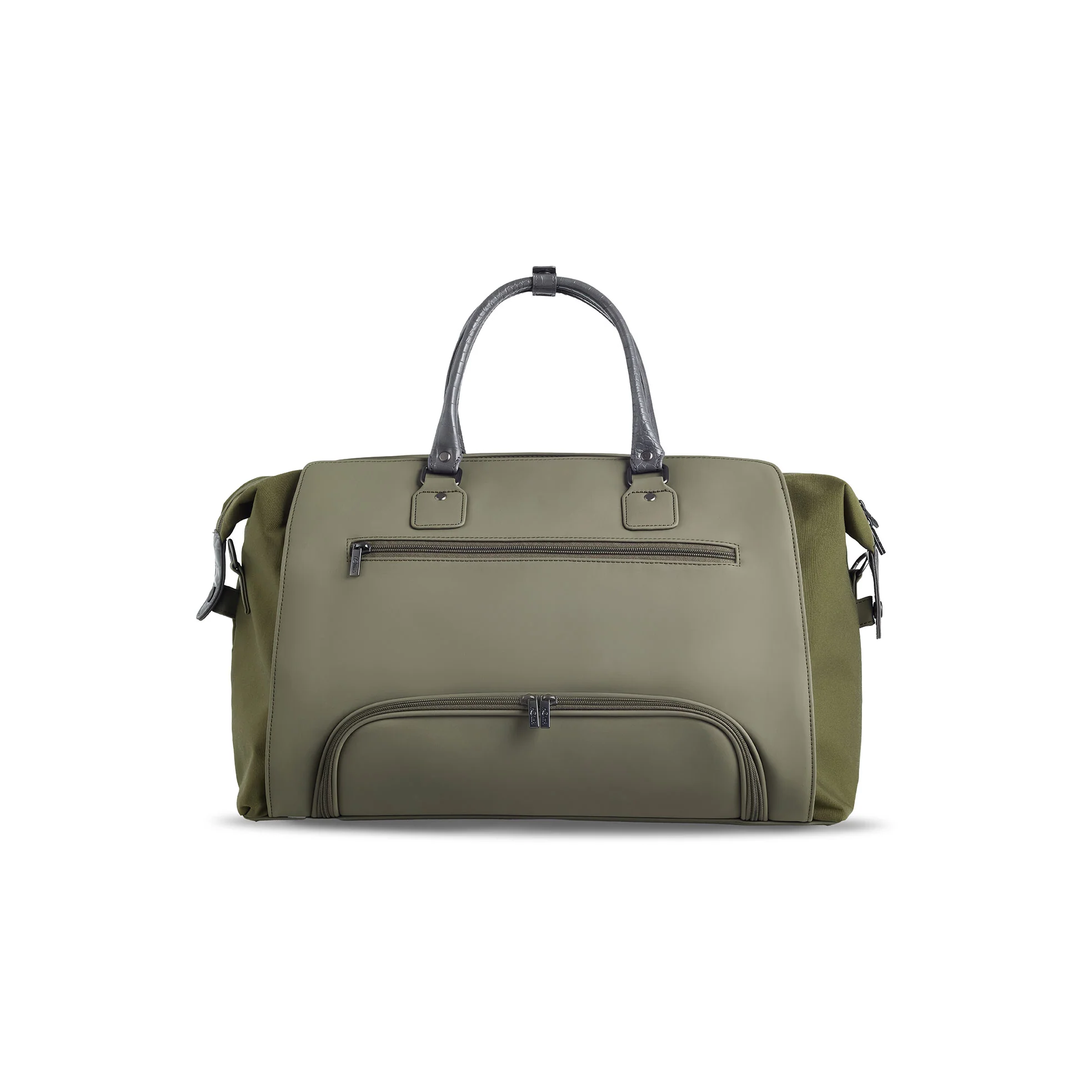 Faux Crocodile Boston Bag - Khaki - Image 2